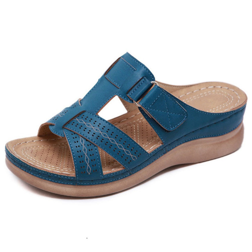 Vintage Wedge Platform Slip-On Ladies Sandals