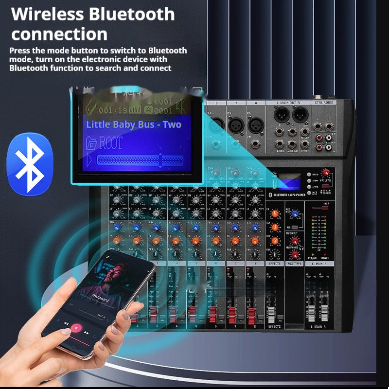 CT8 خلاط احترافي بـ 8 اتجاهات USB مع مراقبة بلوتوث وحدة تحكم DJ خلاط صوتي