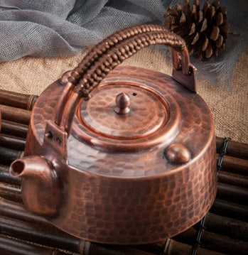 إبريق شاي نحاسي سميك يدوي الصنع، إبريق شاي نحاسي قديم، إبريق شاي نحاسي أرجواني