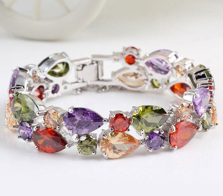 Colorful Zircon Copper Bracelet