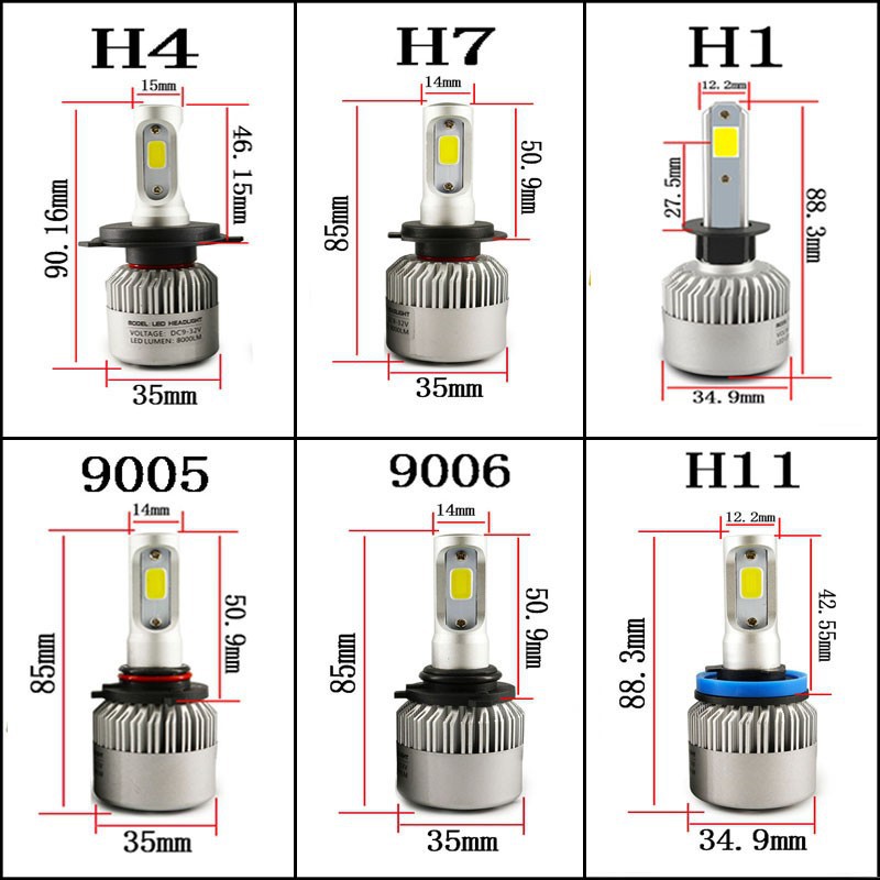 لمبة مصباح أمامي LED للسيارة | H1 H3 H4 H7 H8 H9 H11 H13 9004 9005 9006 9007 9012 | ضوء أبيض ساطع