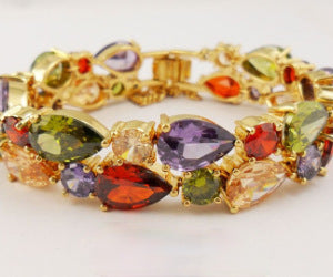 Colorful Zircon Copper Bracelet