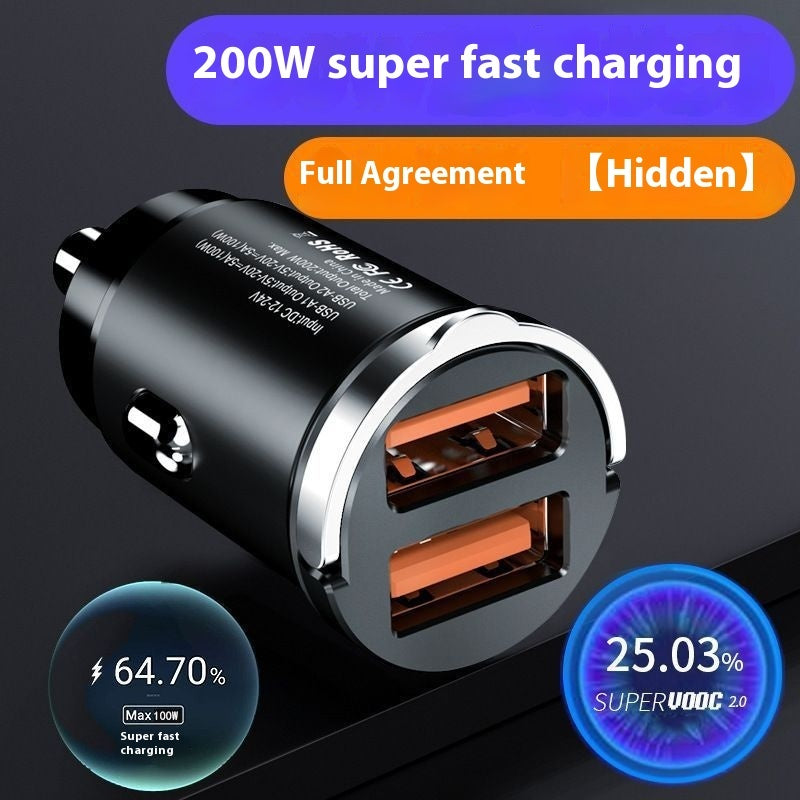 شاحن سيارة قابس شحن غير مرئي ثنائي المنفذ USB مخفي شحن فائق السرعة ببروتوكول كامل