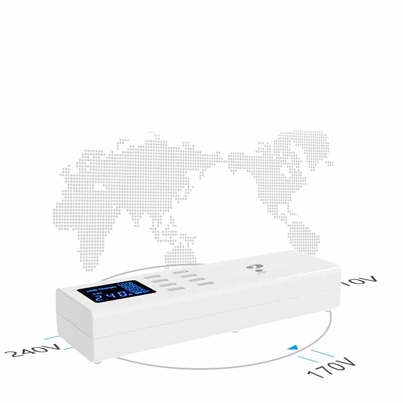 شاحن USB ذكي متعدد المنافذ 8200 مللي أمبير – قابس أوروبي / بريطاني / أمريكي