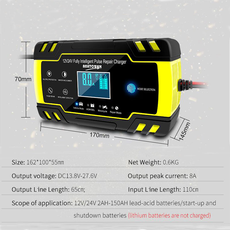 12V-24V 8A Automatic Digital LCD Battery Charger