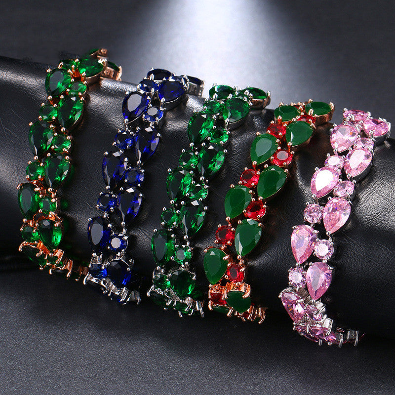 Colorful Zircon Copper Bracelet