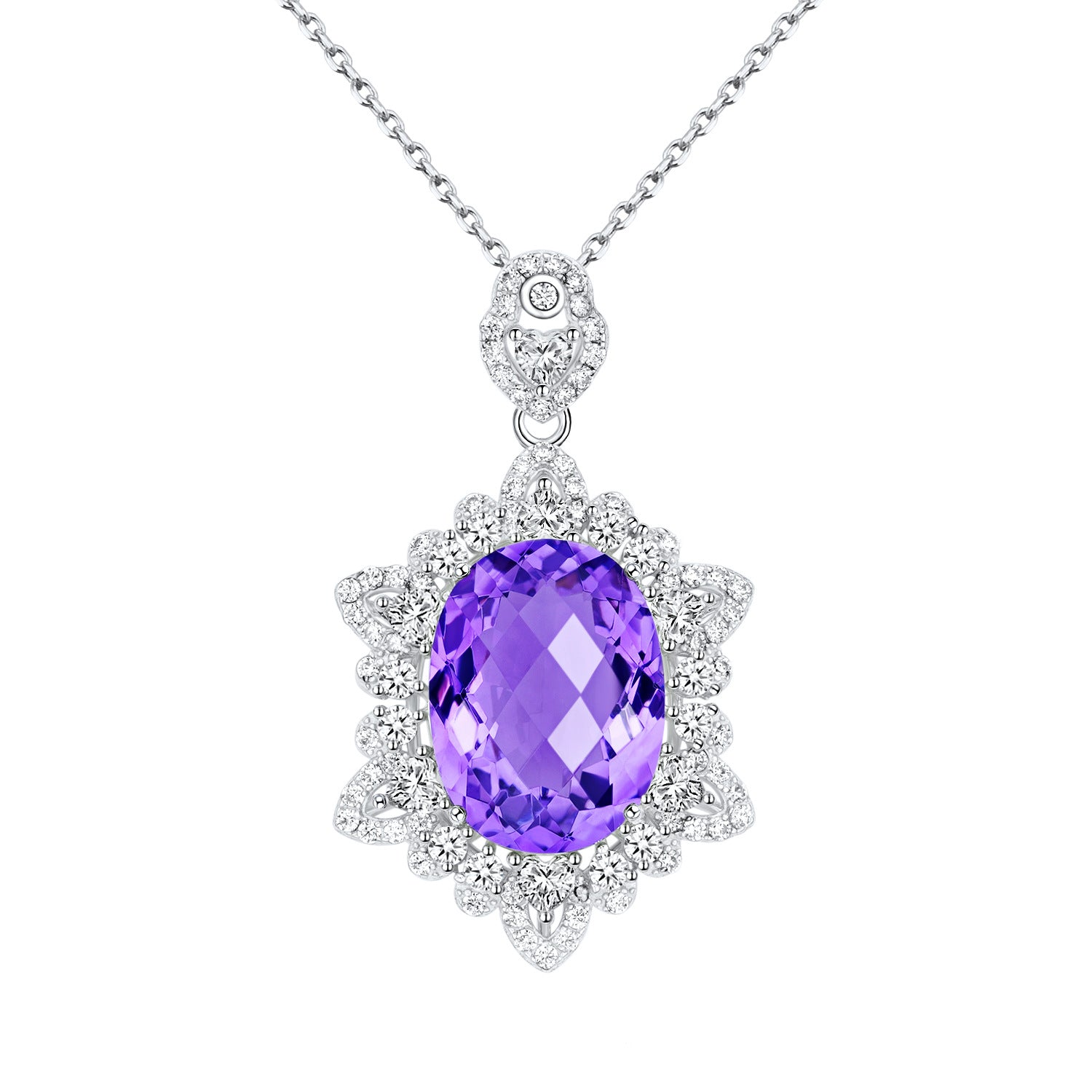 Natural Amethyst Necklace | 925 Sterling Silver | 10 Carat Gemstone Pendant