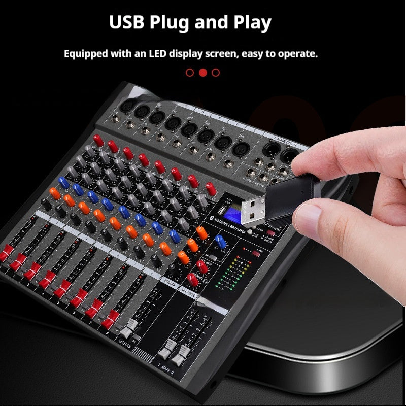 CT8 خلاط احترافي بـ 8 اتجاهات USB مع مراقبة بلوتوث وحدة تحكم DJ خلاط صوتي