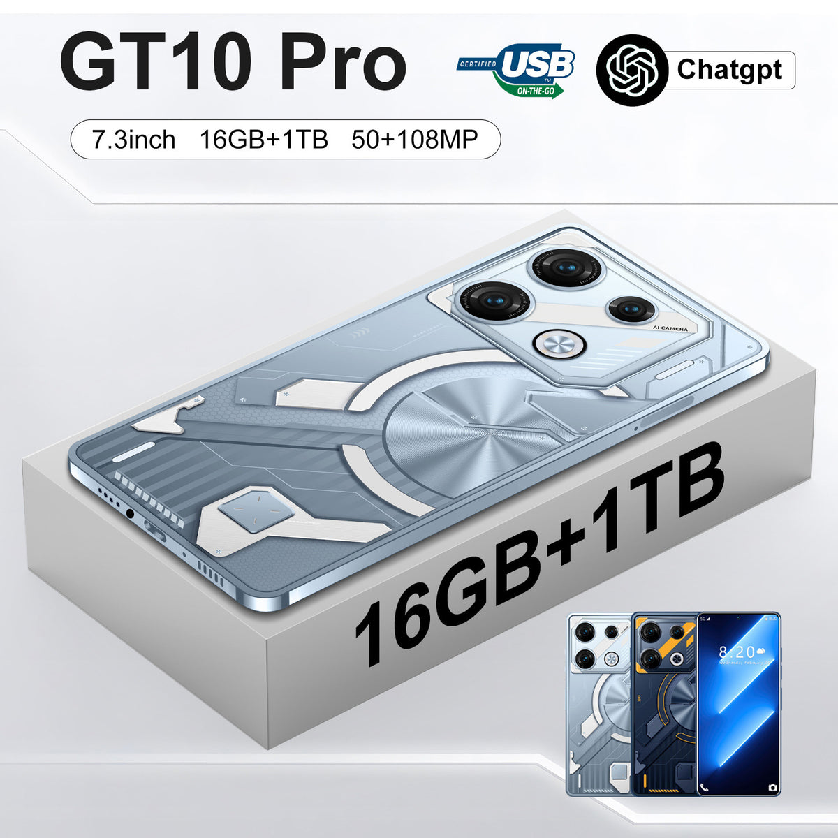 هاتف أندرويد GT10 Pro محمول بتصميم عصري للمنزل
