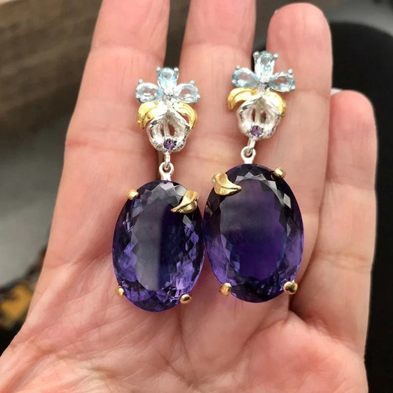 Camellia Flower Two-Tone Geometric Earrings for Women