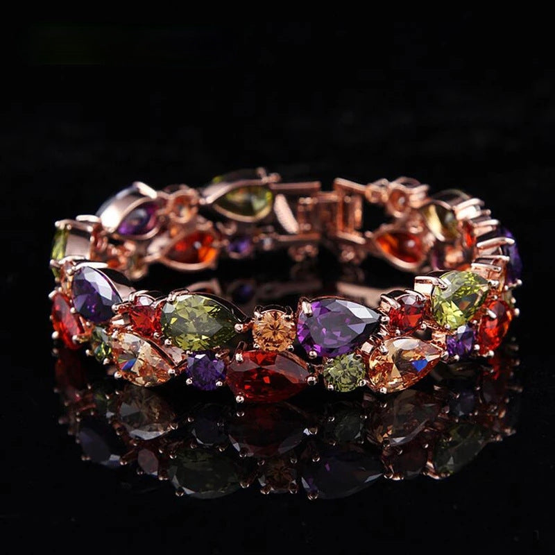 Colorful Zircon Copper Bracelet