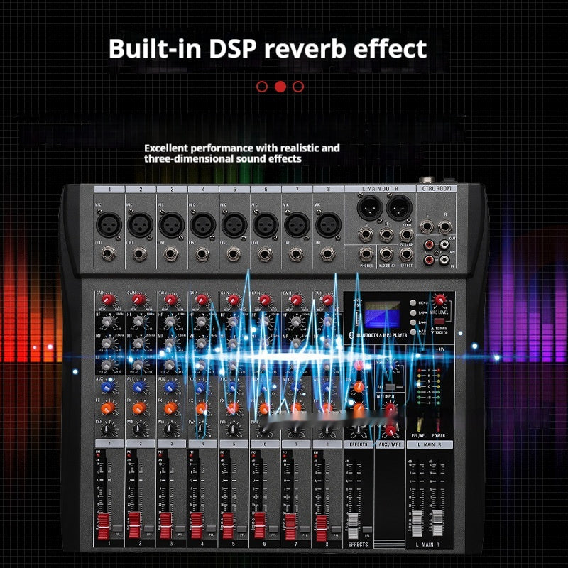 CT8 خلاط احترافي بـ 8 اتجاهات USB مع مراقبة بلوتوث وحدة تحكم DJ خلاط صوتي