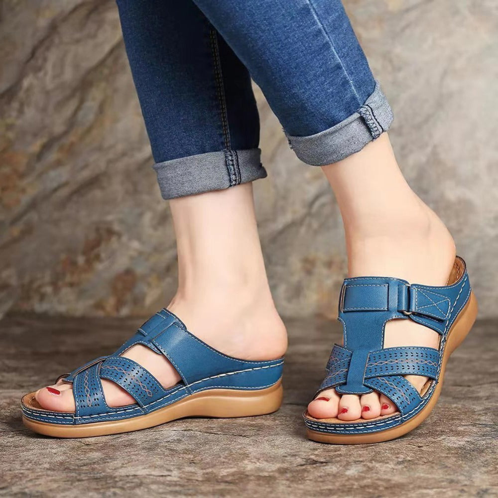 Vintage Wedge Platform Slip-On Ladies Sandals