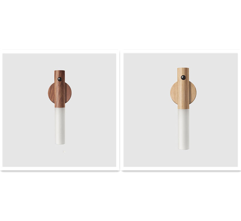 مصباح ليلي لاسلكي خشبي مغناطيسي تلقائي LED USB للممرات والشرفات مستشعر حركة PIR ضوء حائط مصباح خزانة