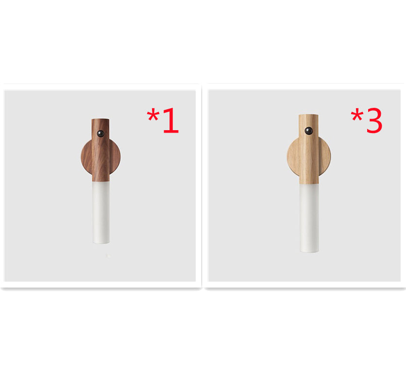 مصباح ليلي لاسلكي خشبي مغناطيسي تلقائي LED USB للممرات والشرفات مستشعر حركة PIR ضوء حائط مصباح خزانة