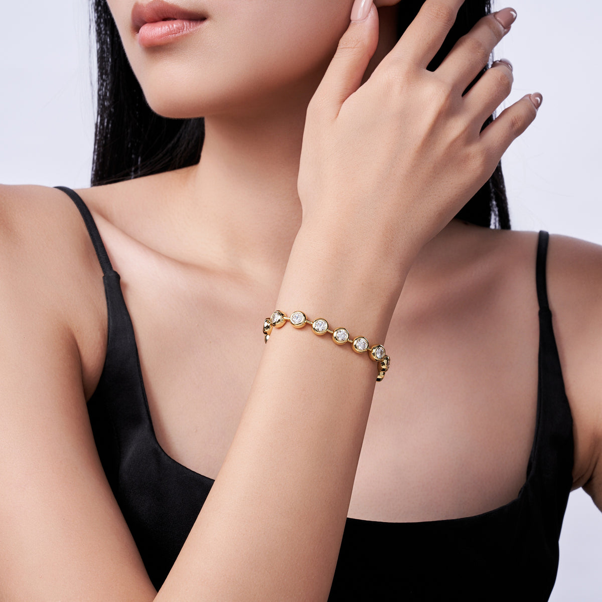 0.5 Carat Moissanite Gold Plated S925 Silver Bracelet | GRA Certified