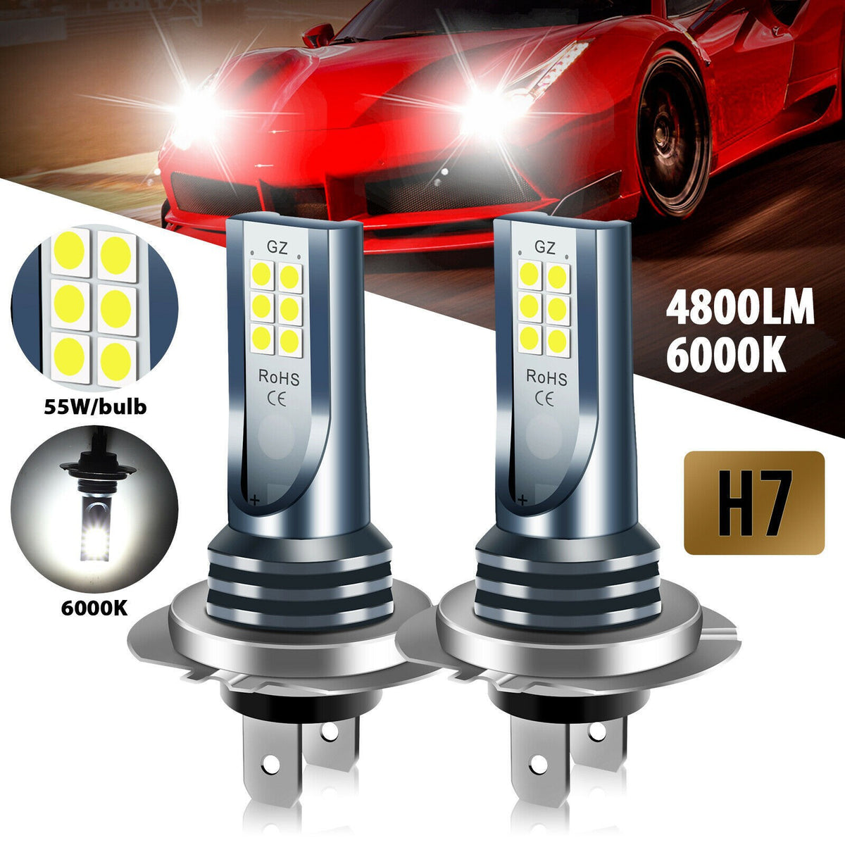 مصابيح ضباب للسيارة H7 9005 H11 H8 9006 5202 H4 3030 12smd 110W للمصابيح الأمامية